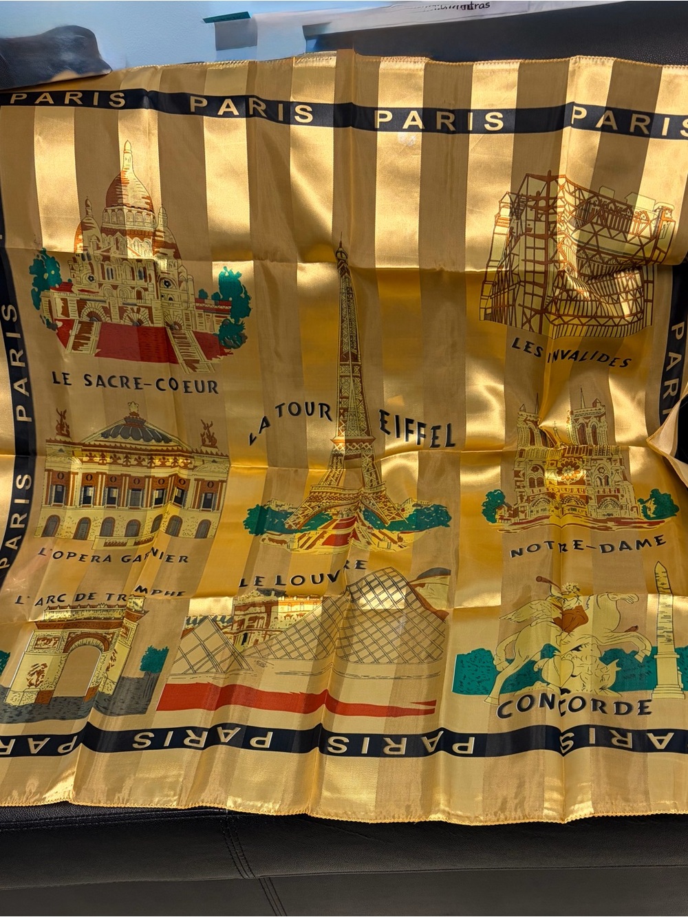 Paris Landmark Decorative Bath Towel - Gold